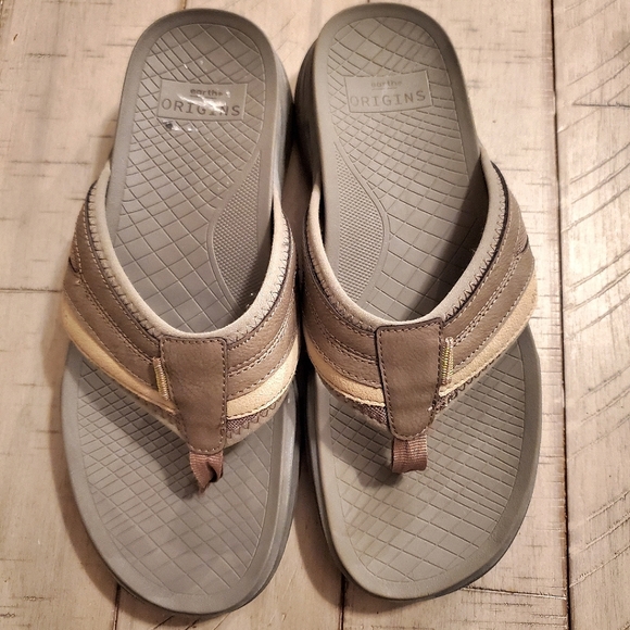 Earth Origins Boyd Men\'s Gray Brown Sport Comfort Sandals Flip Flop Thong Sz 8 M Origin® Built By Freedom™ Flop Leather Sandal – ORIGIN main image 4